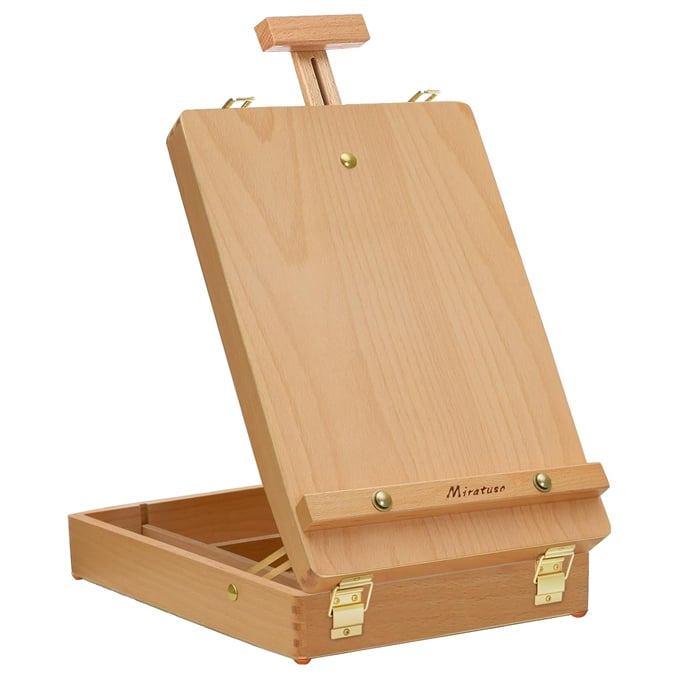 11 mejores materiales para pintar al óleo Caballete de arte de mesa para pintar, caja de bocetos de madera premium, caballete de pintura de escritorio portátil para estudiantes artistas principiantes | Portable Art Easel for Beginners Professionals, Adjustable Height, Storage Compartments, Gift for Student Artist Beginner