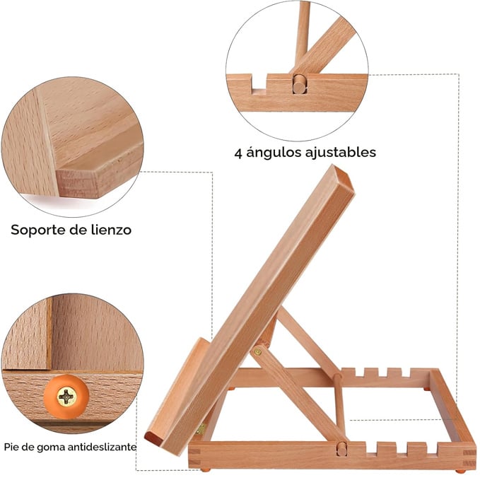 Caballete de mesa A3 con superficie lisa, caballete de arte de &aacute;ngulo ajustable para artistas, ni&ntilde;os, principiantes y estudiantes | 12.5" L x 17.5" W (A3), Adjustable Angles & Foldable, Portable Multiple Use, Gift for Artists, Children, Beginners & Student