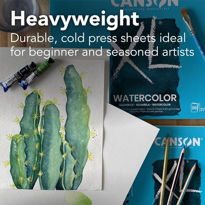 Canson Serie XL Papel de Acuarela, Bloc con Espiral de Alambre, 7 x 10 pulgadas, 30 Hojas (140lb/300g) - Papel de Artista para Adultos y Estudiantes - Acuarelas, Medios Mixtos, Marcadores