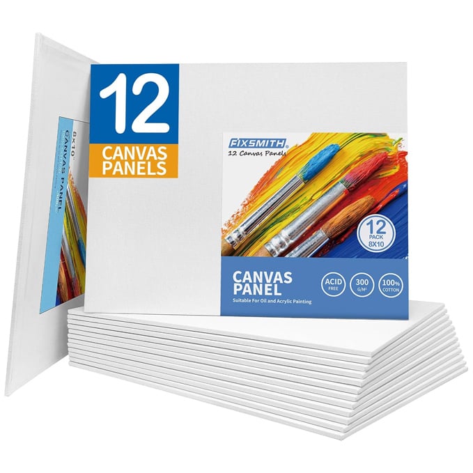 11 mejores materiales para pintar al óleo Paneles de lona para pintar 20 x 25 cm, paquete de 12 unidades de lienzos en blanco, 100% algodón, imprimados, suministros de arte para pintar para profesionales, pintores aficionados
