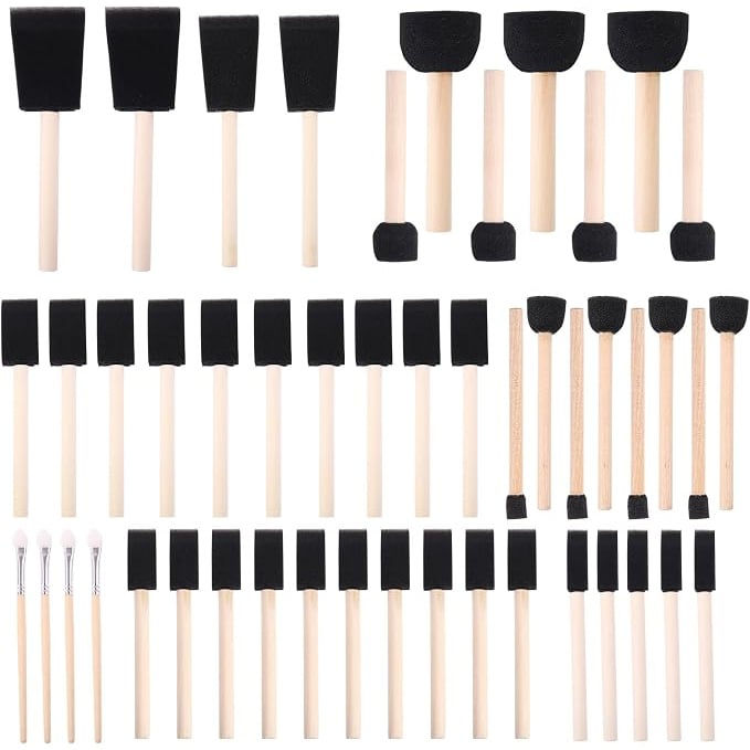 Pinceles de Espuma (Paquete de 48) 10 Tama&ntilde;os - Esponja de Pintura - Pinceles de Espuma Premium - Ligeros y Duraderos - Surtido de Pinceles de Esponja de Pintura Ideal para Pintar, Manualidades | Ligero y duradero, surtido de pinceles de esponja ideal para pintar, manualidades, acr&iacute;licos, manchas, barnices (negro)