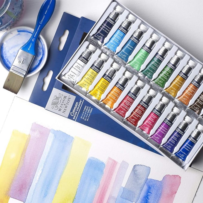 Winsor & Newton Cotman - Juego de pintura de acuarela, 20 colores, tubos de 0.17 onzas l&iacute;quidas