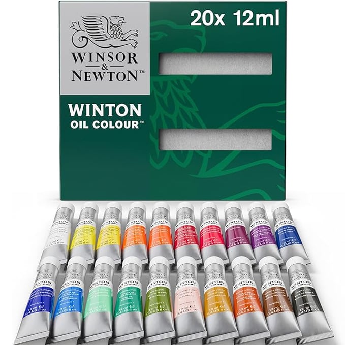 11 mejores materiales para pintar al óleo Winsor & Newton juego de pintura al óleo Winton, 20 tubos de 12 ml (0.4 oz)