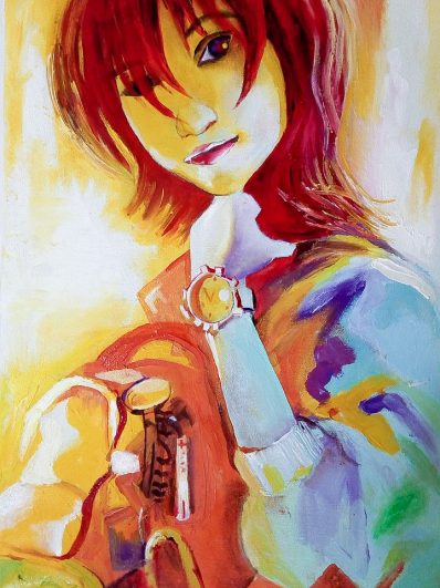 Clases de pintura para niños online Pintura en al óleo paisaje, obra de alumno del taller, del curso de pintura infantil