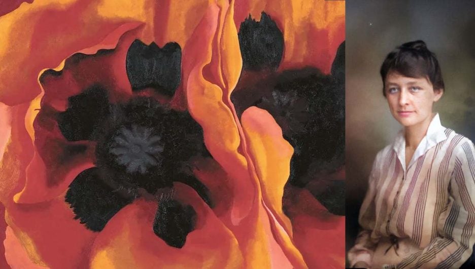 Artista Georgia O'Keeffe; obra flores