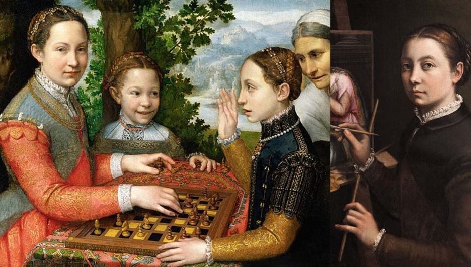 Sofonisba Anguissola (1532-1625) Italia, obra "El Ajedrecista" (1555): Esta obra destaca la capacidad de Anguissola para capturar momentos cotidianos y su habilidad para representar detalles realistas, desde las piezas de ajedrez hasta las expresiones faciales.