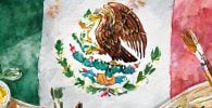 Bandera de México con pinturas que representa al arte y a los pintores mexicanos en México