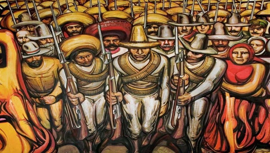 Pintura del muralismo social que representa a los pintores famosos mexicanos
