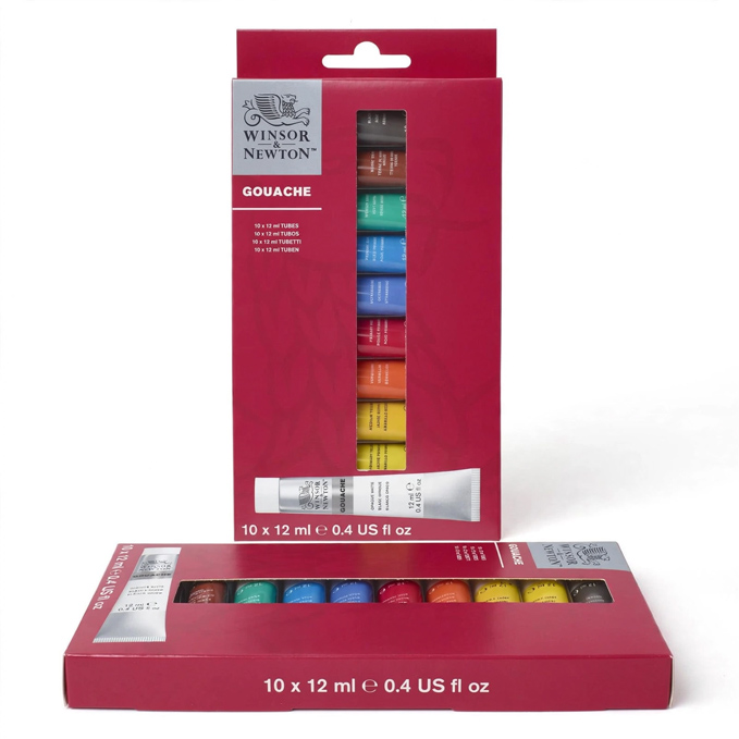 Gouache pintura opaca, características y uso Winsor & Newton Juego de pintura Gouache, 10 unidades, tubos de 0.4 onzas líquidas