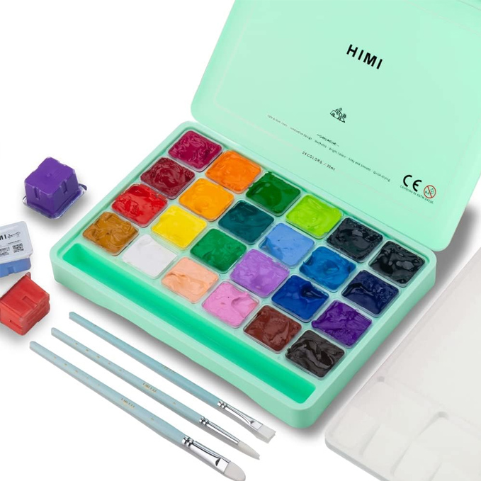 Gouache pintura opaca, características y uso HIMI - Juego de pintura gouache de 24 colores