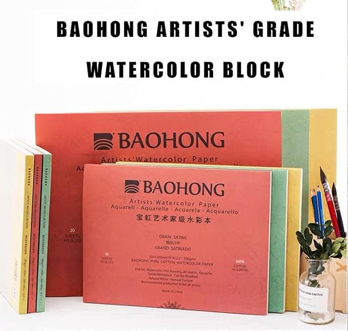 Papel para tinta china: Guía de compra BAOHONG Bloque de papel de acuarela para artistas