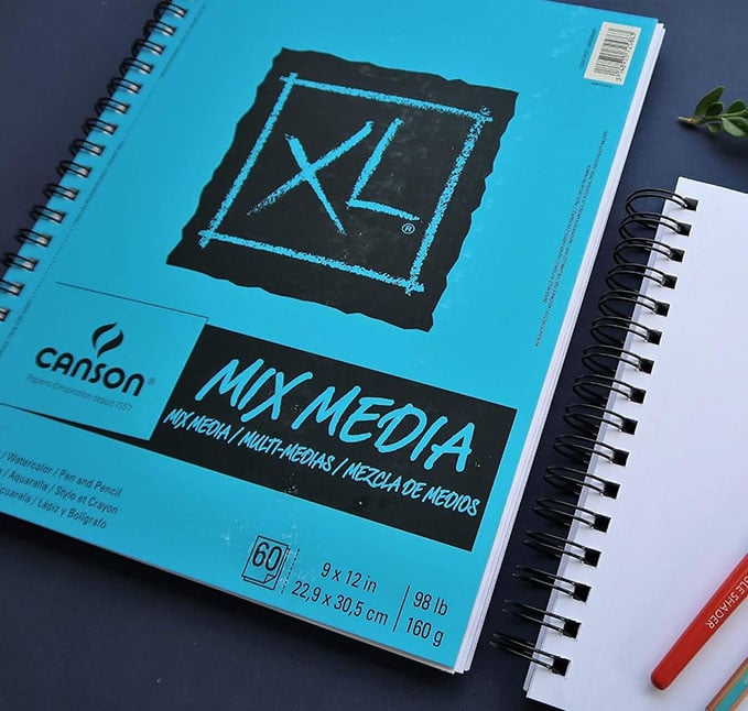 Papel para tinta china: Guía de compra Canson Bloc de medios mixtos serie XL, alambre lateral, 9 x 12 pulgadas, 60 hojas, papel de arte pesado para acuarela, gouache, marcador, pintura, dibujo, bocetos